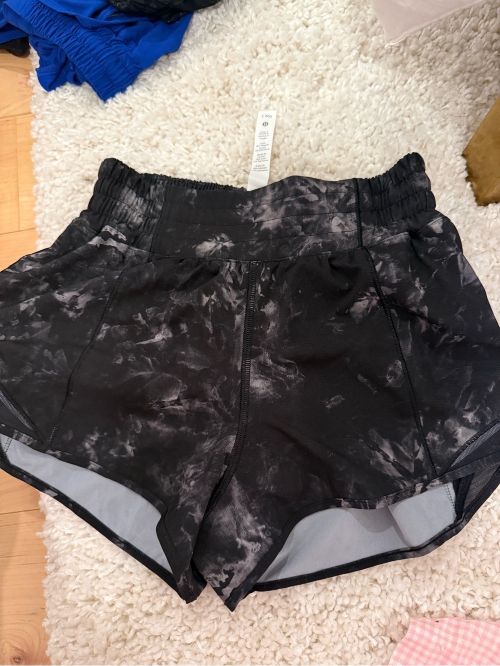 lululemon athletica Black and Gray Tie-Dye Athletic Shorts